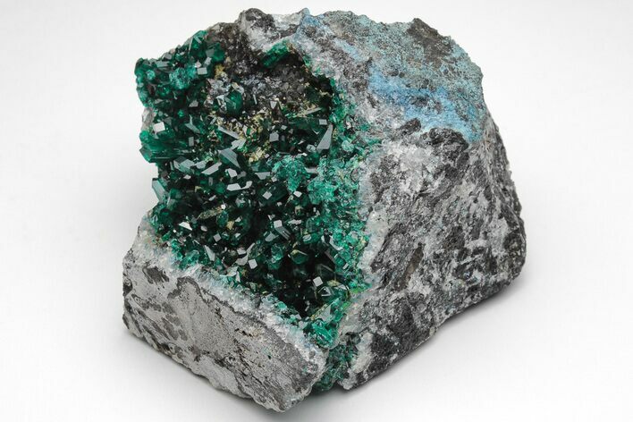 Gemmy Dioptase Crystal Cluster on Quartz - Sanda Mine, Congo #209338